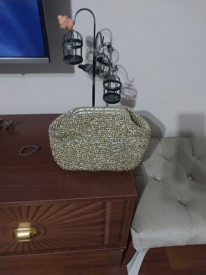 Bej Örgü Kadın Portföy Çanta - Görsel 2