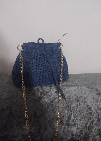 Bohem Gri Örgü Kadın Çanta - Görsel 2