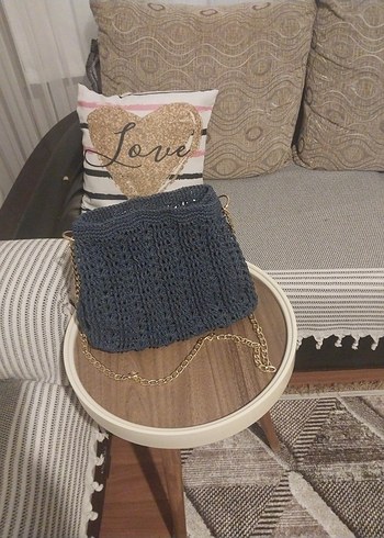 Bohem Gri Örgü Kadın Çanta - Görsel 4