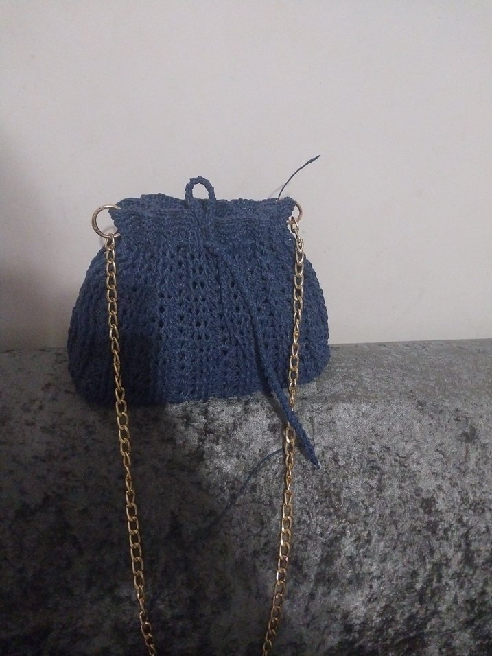 Bohem Gri Örgü Kadın Çanta - Görsel 2