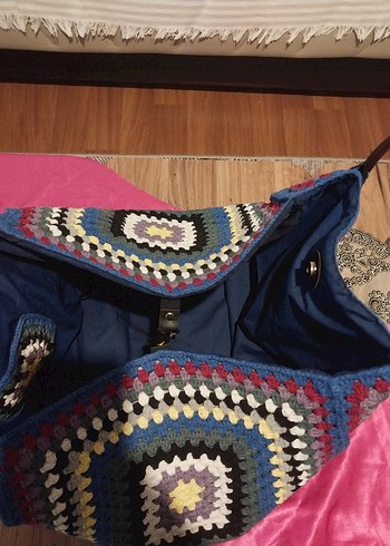 Örgü Desenli Çok Renkli Bohem Kadın Çanta - Görsel 3