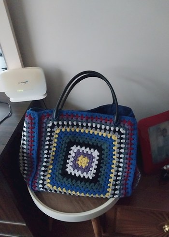 Örgü Desenli Çok Renkli Bohem Kadın Çanta - Görsel 12