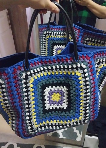 Örgü Desenli Çok Renkli Bohem Kadın Çanta - Görsel 11