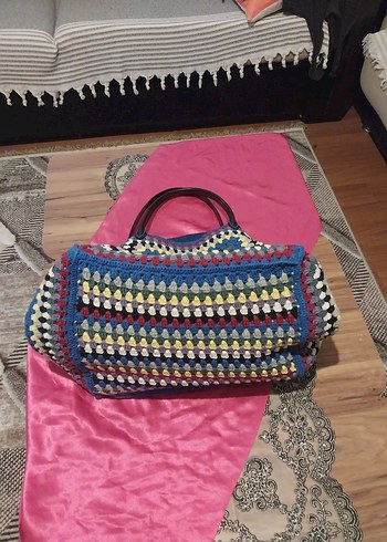 Örgü Desenli Çok Renkli Bohem Kadın Çanta - Görsel 6