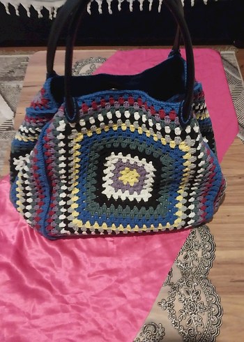 Örgü Desenli Çok Renkli Bohem Kadın Çanta - Görsel 5