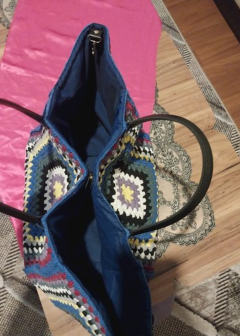 Örgü Desenli Çok Renkli Bohem Kadın Çanta - Görsel 2