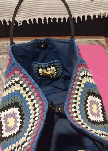 Örgü Desenli Çok Renkli Bohem Kadın Çanta - Görsel 4