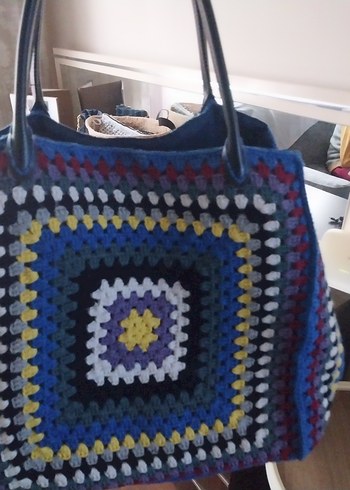 Örgü Desenli Çok Renkli Bohem Kadın Çanta - Görsel 8