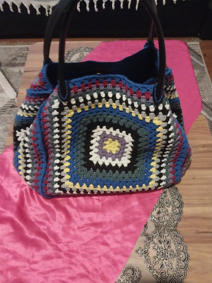 Örgü Desenli Çok Renkli Bohem Kadın Çanta - Görsel 5