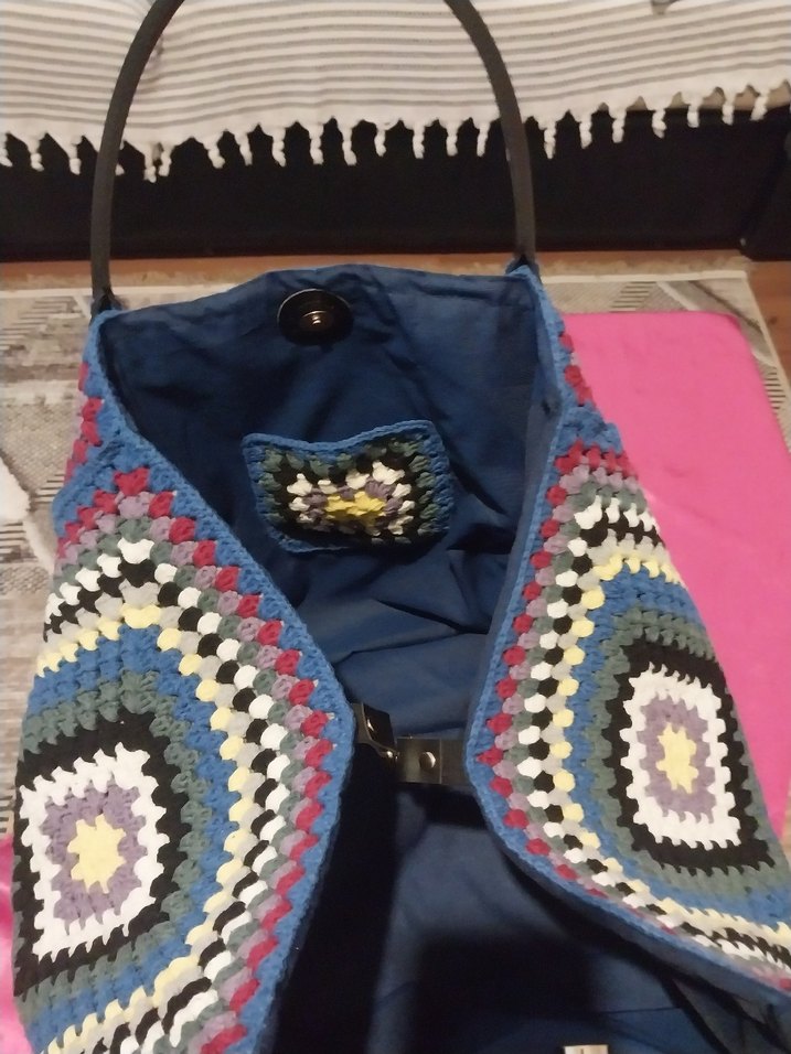 Örgü Desenli Çok Renkli Bohem Kadın Çanta - Görsel 4