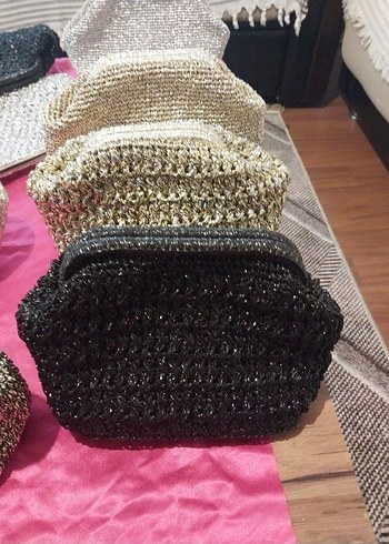 Kadın Çok Renkli Örgü Clutch Çanta - Görsel 8