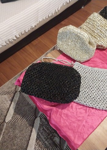 Kadın Çok Renkli Örgü Clutch Çanta - Görsel 6