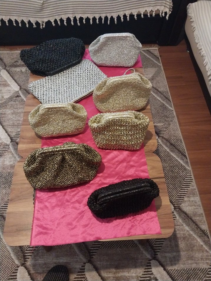 Kadın Çok Renkli Örgü Clutch Çanta - Görsel 2