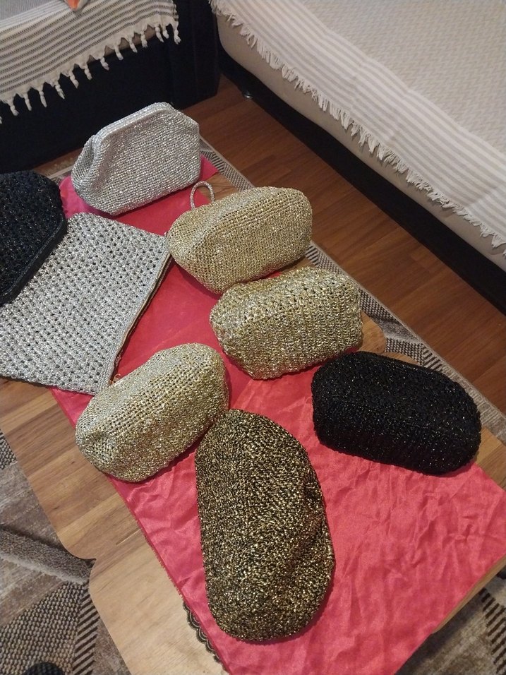 Kadın Çok Renkli Örgü Clutch Çanta - Görsel 3