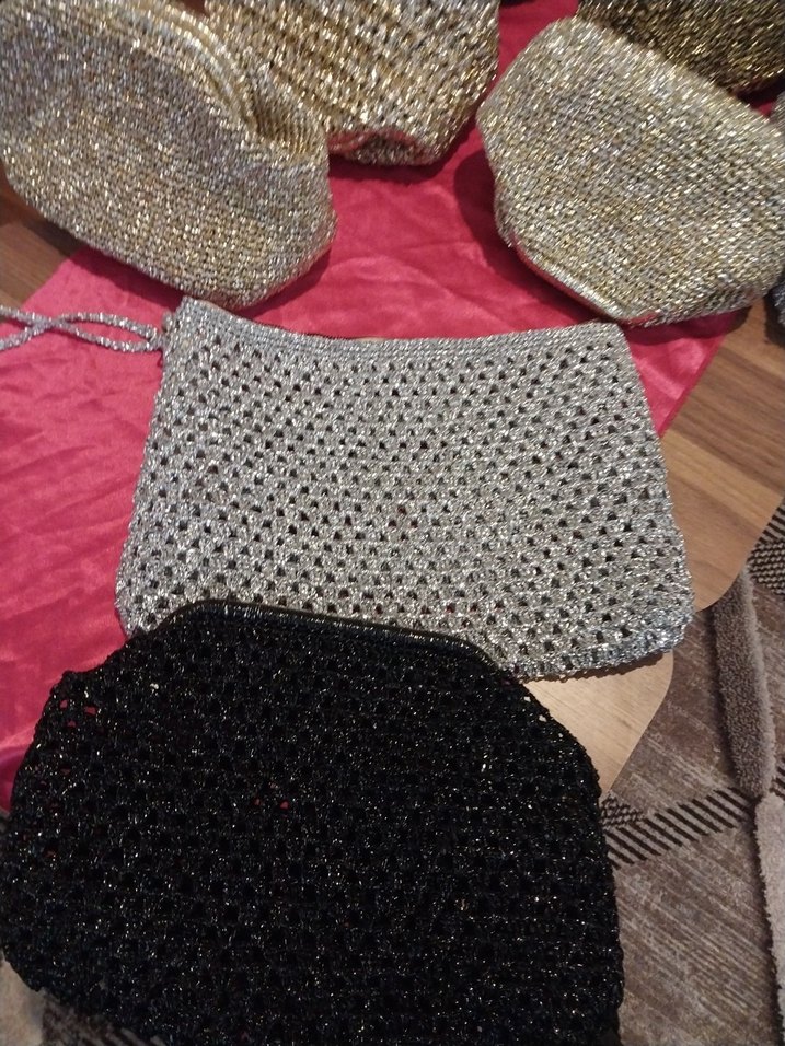 Kadın Çok Renkli Örgü Clutch Çanta - Görsel 4