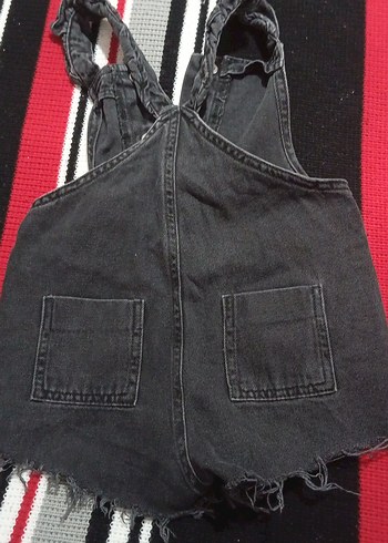 Zara Siyah Düğmeli Kot Şort Tulum