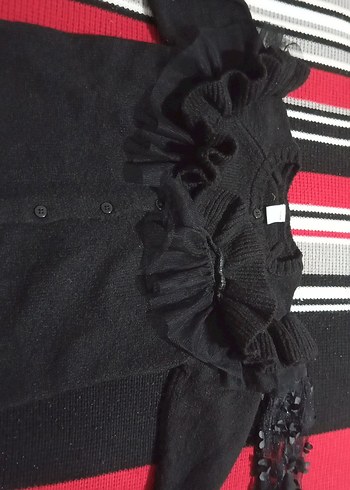 Zara Kız Çocuk Siyah Uzun Kollu Fırfırlı Tişört