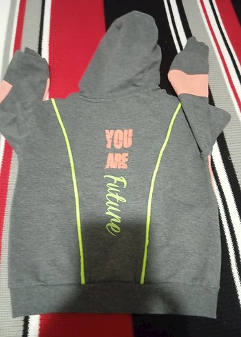 Diğer Gri Baskılı Kadın Sweatshirt Fermuarlı
