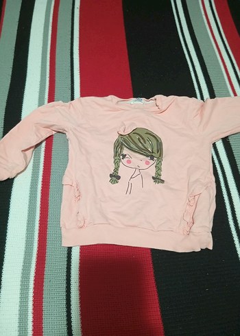 4 Yaş Beden Gri Baskılı Kadın Sweatshirt Fermuarlı