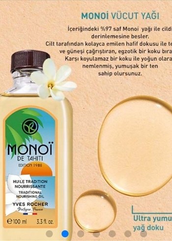 Yves Rocher Monoi de Tahiti Besleyici Yağ 100 ml - Görsel 2