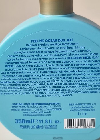 MaRa Feel Me Ocean Duş Jeli 350 ml - Görsel 5