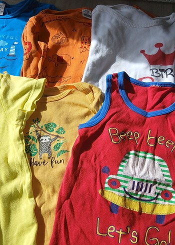 Çok Renkli Pamuklu Bebek Askısız Body 5 adet - Görsel 4