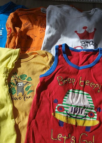 Çok Renkli Pamuklu Bebek Askısız Body 5 adet - Görsel 3