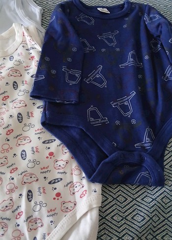 Çocuk çıtçıtlı bady4'lü Set Beyaz ve Desenli - Görsel 2