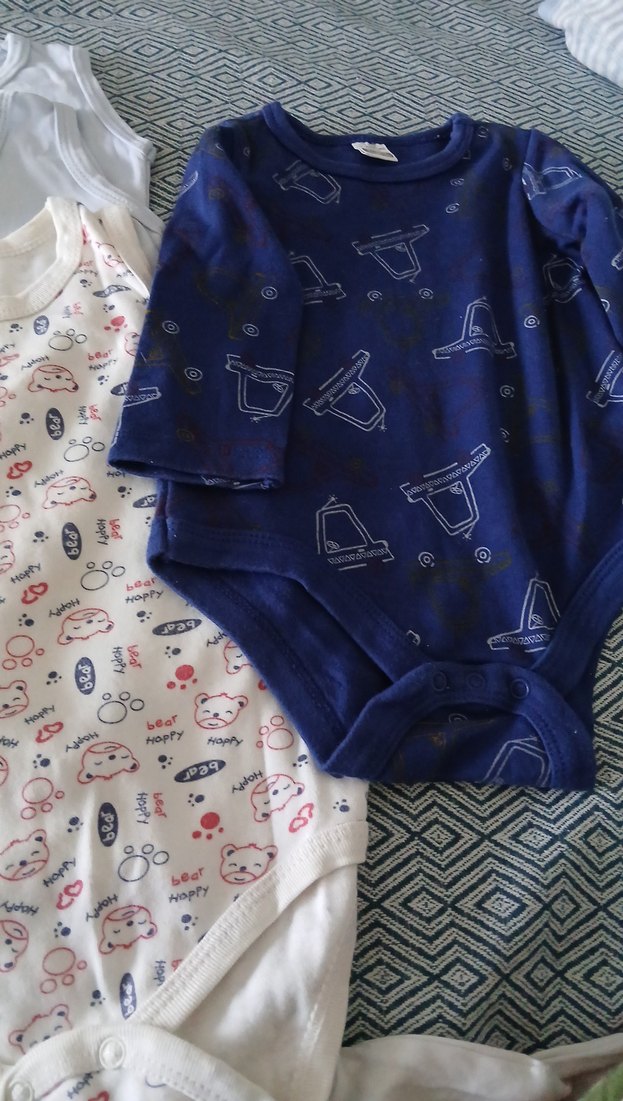 Çocuk çıtçıtlı bady4'lü Set Beyaz ve Desenli - Görsel 2