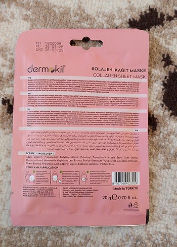 Dermokil Kolajen & Peptit Kağıt Yüz Maskesi - Görsel 3
