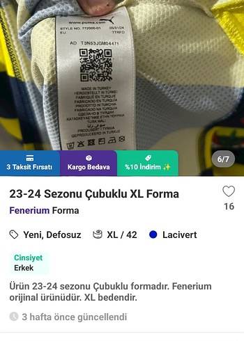 Sarı Lacivert Orjlal puma Forma
cubuklu forması 23/24yılk s m uy - Görsel 11