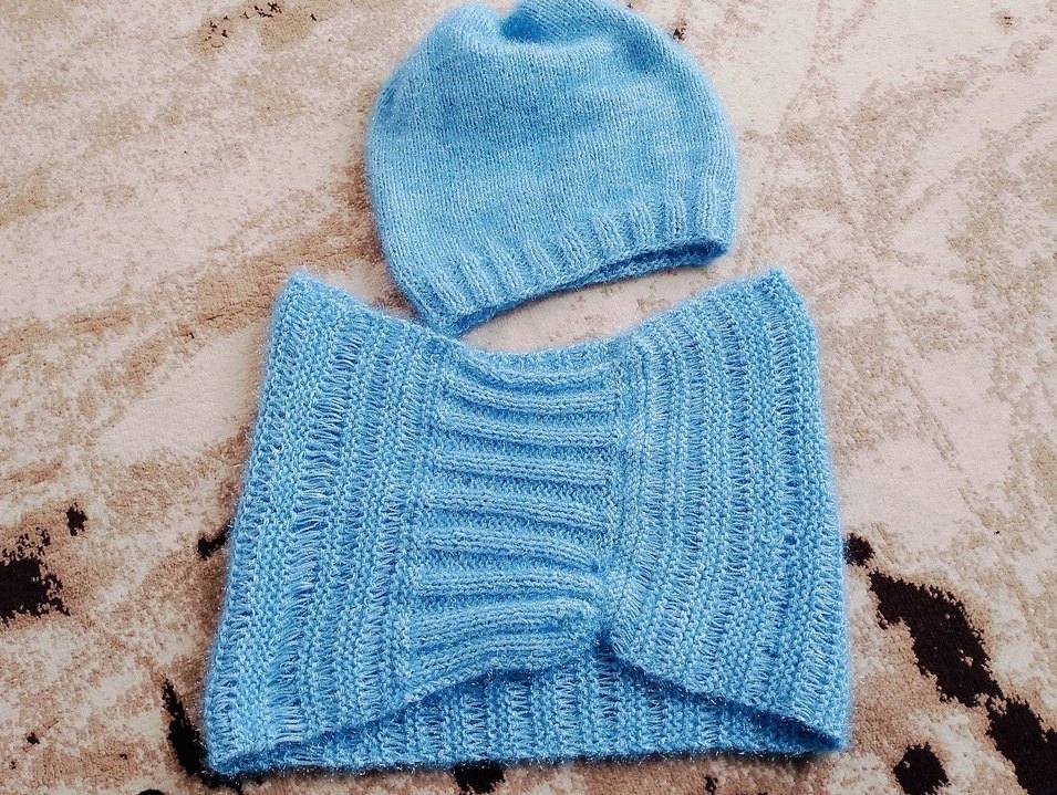 Mavi Örgü Bere ve Boyunluk Seti 2 li fiyat
parlak simli - Görsel 2