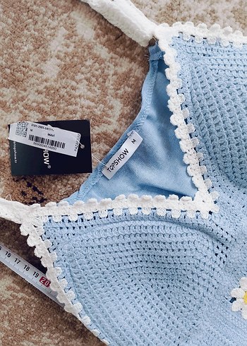 Mavi Örgü Askılı Mini Büstiyer - Görsel 3