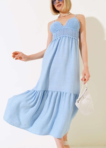 Mavi Örgü Askılı Mini Büstiyer - Görsel 2