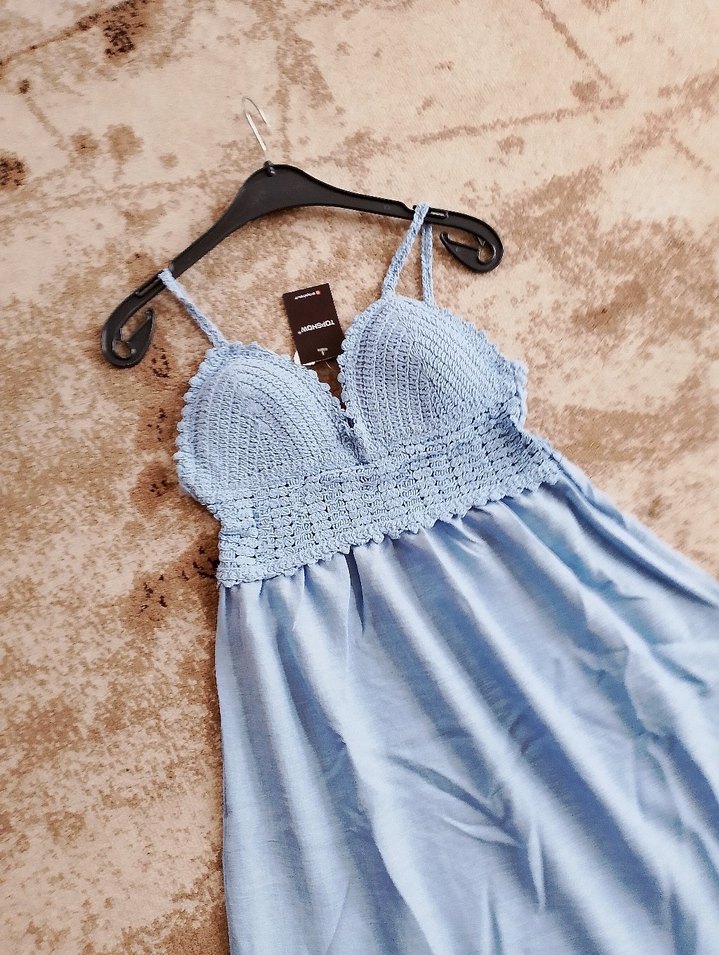 Mavi Örgü Askılı Mini Büstiyer - Görsel 5