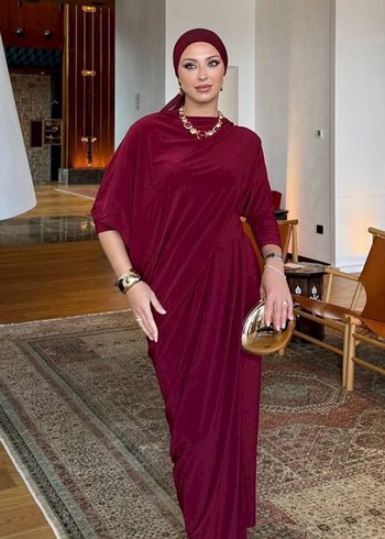 Kadın Haki Uzun Drapeli Elbise - Görsel 7