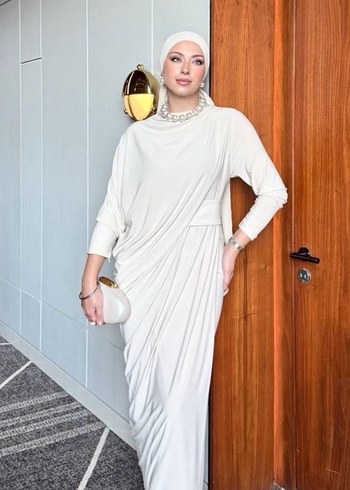 Kadın Haki Uzun Drapeli Elbise - Görsel 6