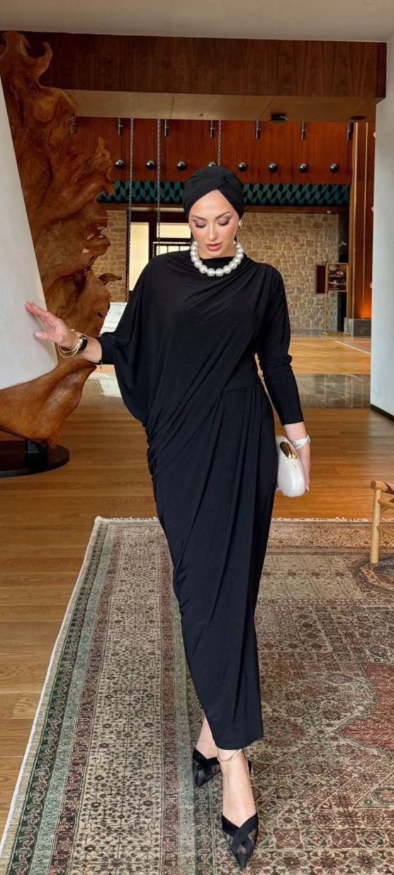 Kadın Haki Uzun Drapeli Elbise - Görsel 5