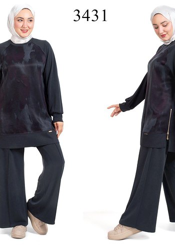 Kadın Kahverengi Bağlama Desenli Uzun Takım - Görsel 5