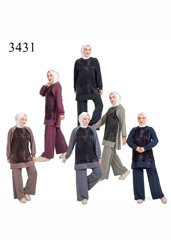 Kadın Kahverengi Bağlama Desenli Uzun Takım - Görsel 7