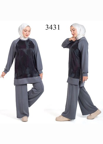 Kadın Kahverengi Bağlama Desenli Uzun Takım - Görsel 3