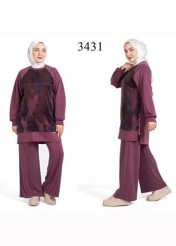 Kadın Kahverengi Bağlama Desenli Uzun Takım - Görsel 6