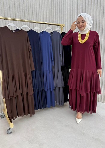 Uzun Gri Salaş Kadın Elbise - Görsel 5