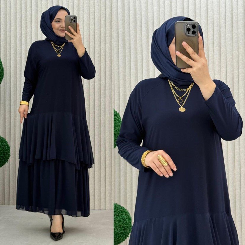 Uzun Gri Salaş Kadın Elbise - Görsel 3