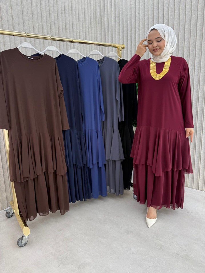 Uzun Gri Salaş Kadın Elbise - Görsel 5