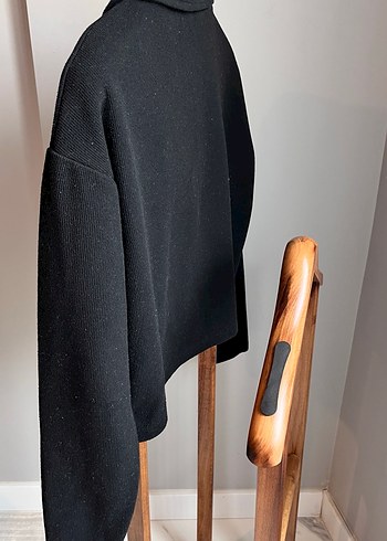 Kadın Siyah Yarım Fermuarlı Sweatshirt - Görsel 2