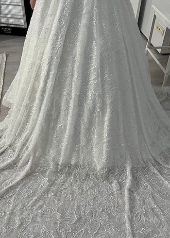 Yuvarlak Yaka Beyaz Prenses Gelinlik - Görsel 6