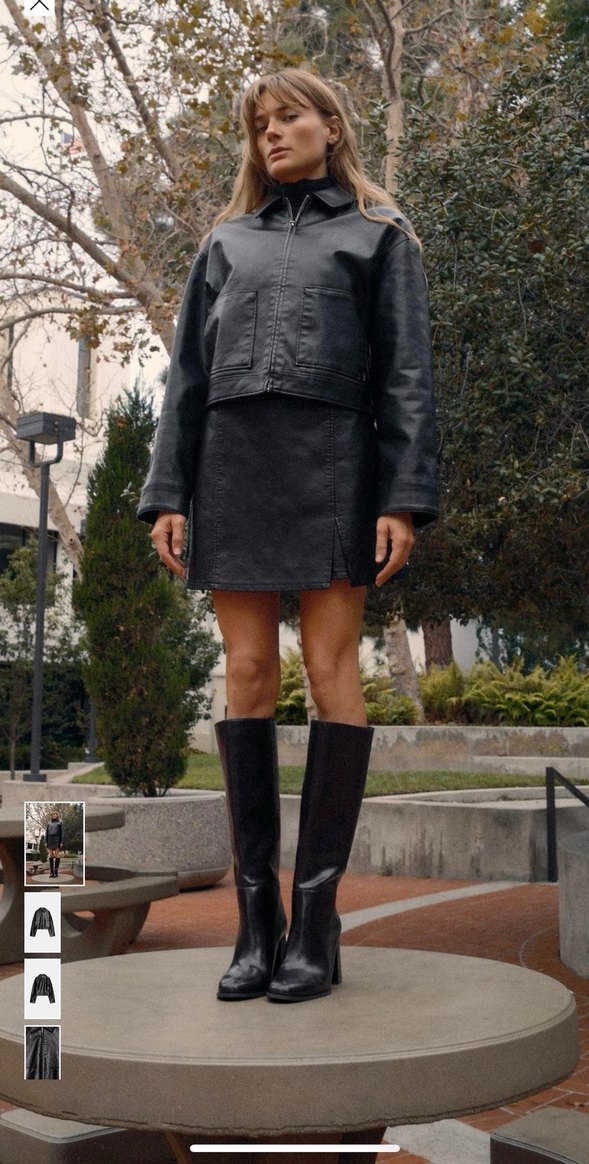 Zara Siyah Deri Biker Ceket - Görsel 2