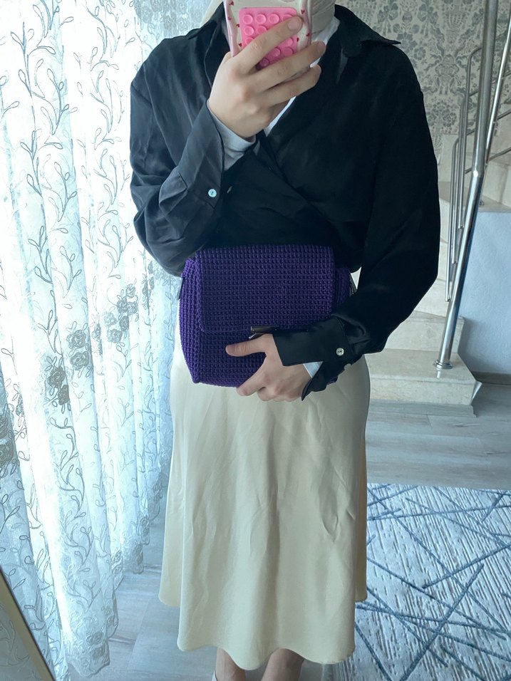 Mor Örgü Kadın Clutch Çanta - Görsel 5