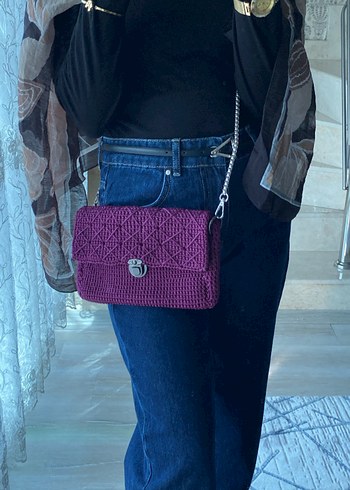 Mor Örgü Bel Detaylı Kadın Çanta - Görsel 2